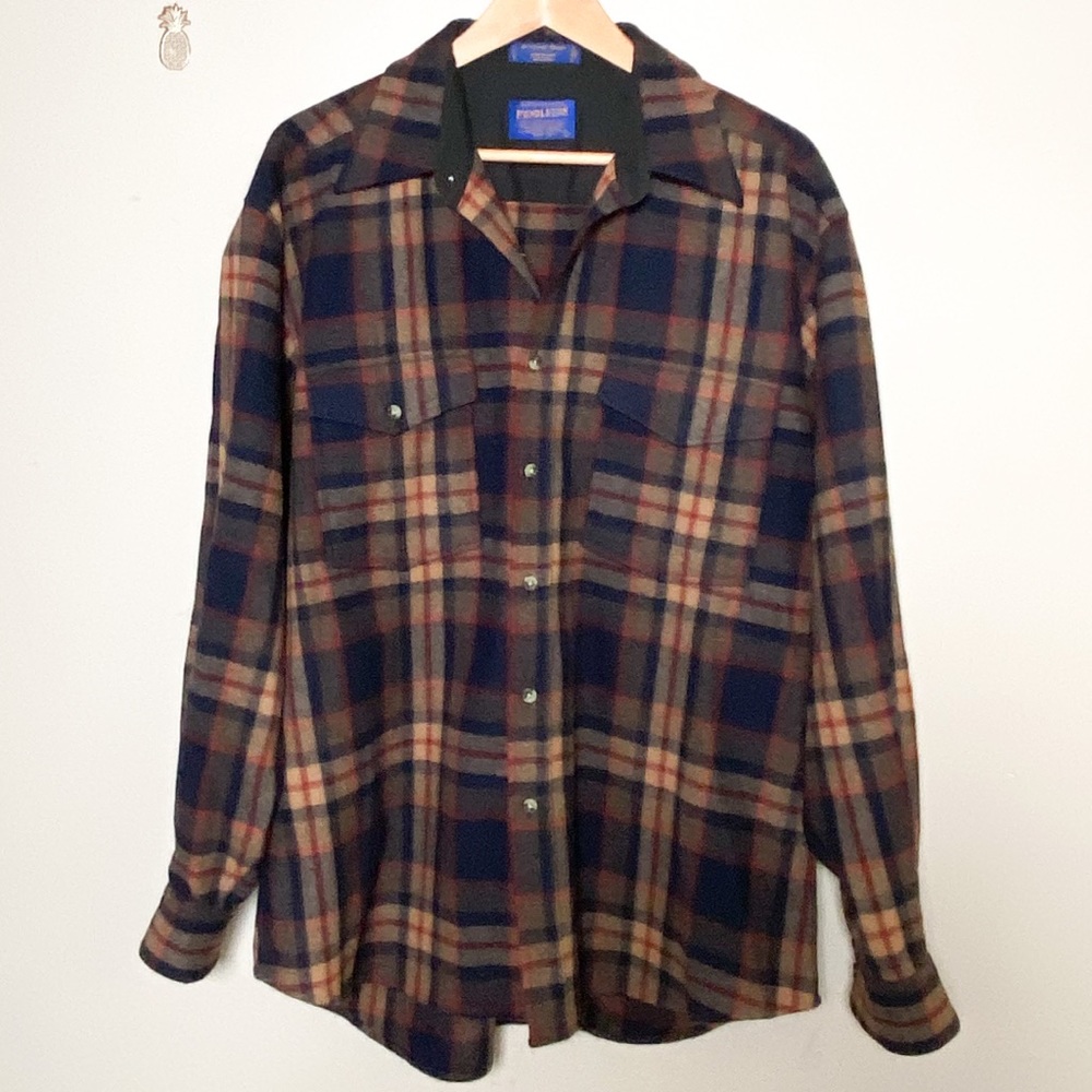 Pendleton 100% Wool Outdoor Shirt Plaid Size Large